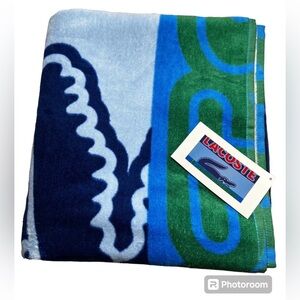 LACOSTE CROPPED CROC LOGO BEACH TOWEL.NWT